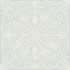 Vector black and white ethnic mandala pattern. Mehndi style.