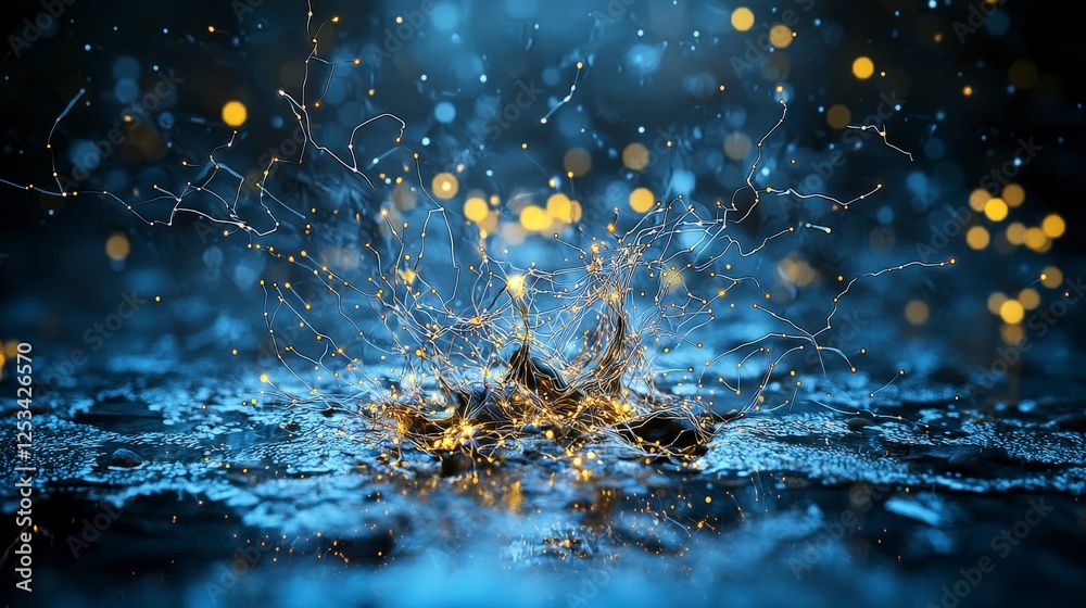 Poster dynamic light splash abstract water scene digital art underwater environment close-up view visual en