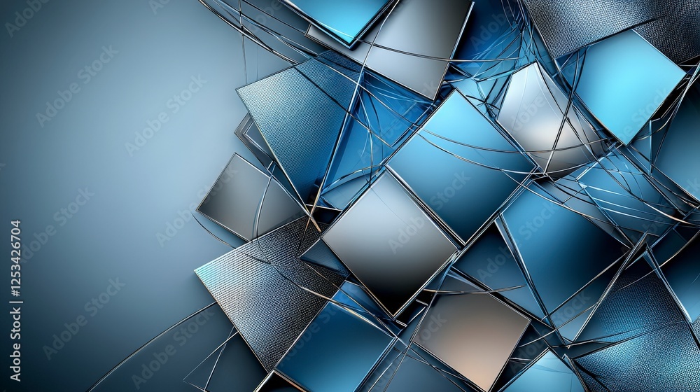 Poster Dynamic geometric abstract pattern display digital art vibrant colors contemporary design visual exploration