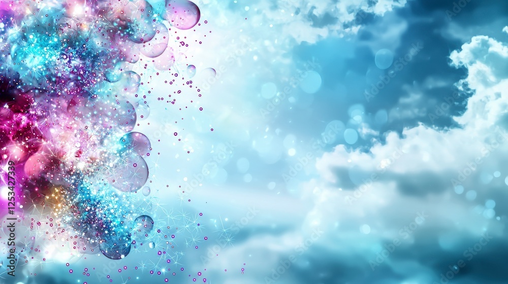 Poster Abstract sky scene with soft glowing light particles ethereal atmosphere digital art serene environment enchanting viewpoint