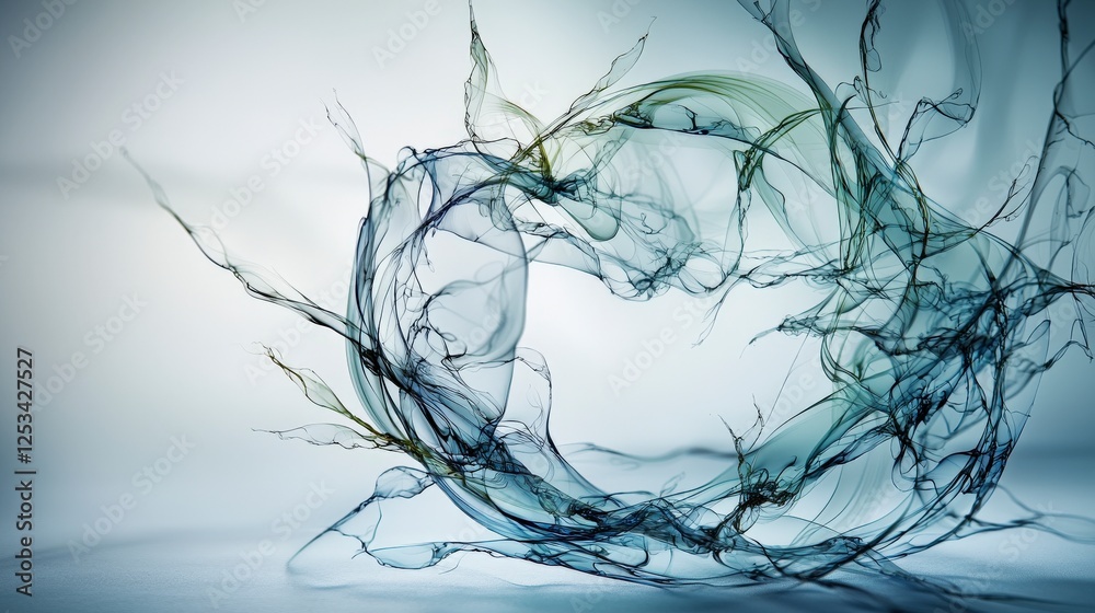 Leinwandbilder distorted shadows of twisted objects in abstract design digital art minimalist style soft blue tones