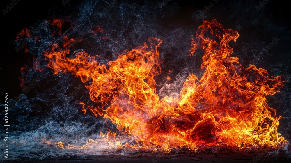 Aufkleber Dynamic spread of firelike color transitions abstract setting visual art energetic environment dramatic perspective