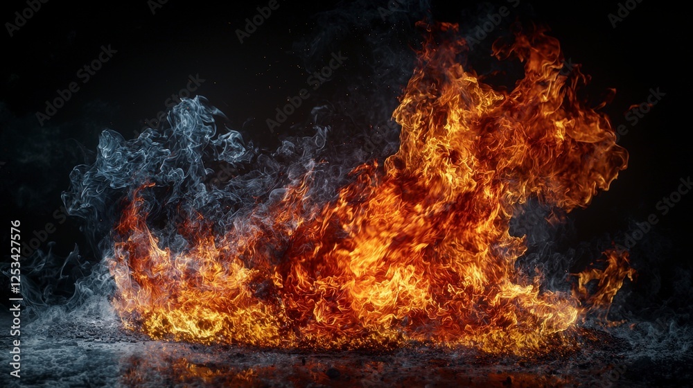 Poster Dynamic firelike color transitions in a dark environment visual art abstract viewpoint creative concept