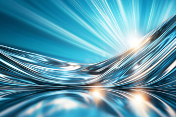 Shiny stainless steel texture with dynamic light reflections and waves, creating vibrant and energetic atmosphere. interplay of light and surface adds depth and intrigue