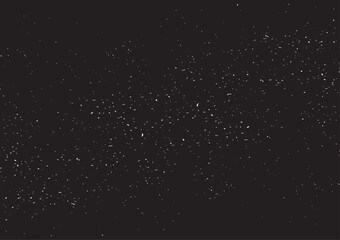 Snow, stars, twinkling lights, rain drops on black background. Abstract vector noise. Small particles of debris and dust. Distressed uneven grunge texture overlay.