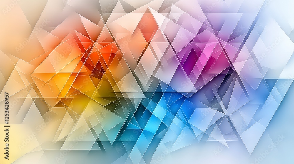 Poster Dynamic minimalist triangular layers vibrant abstract digital art with modern aesthetic and creative composition