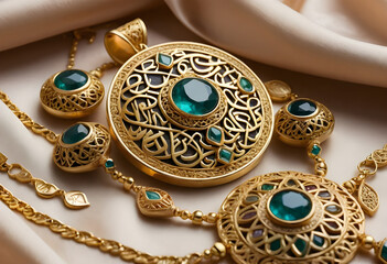 Luxury Filigree Gold Jewelry with Arabic Art and Elegance