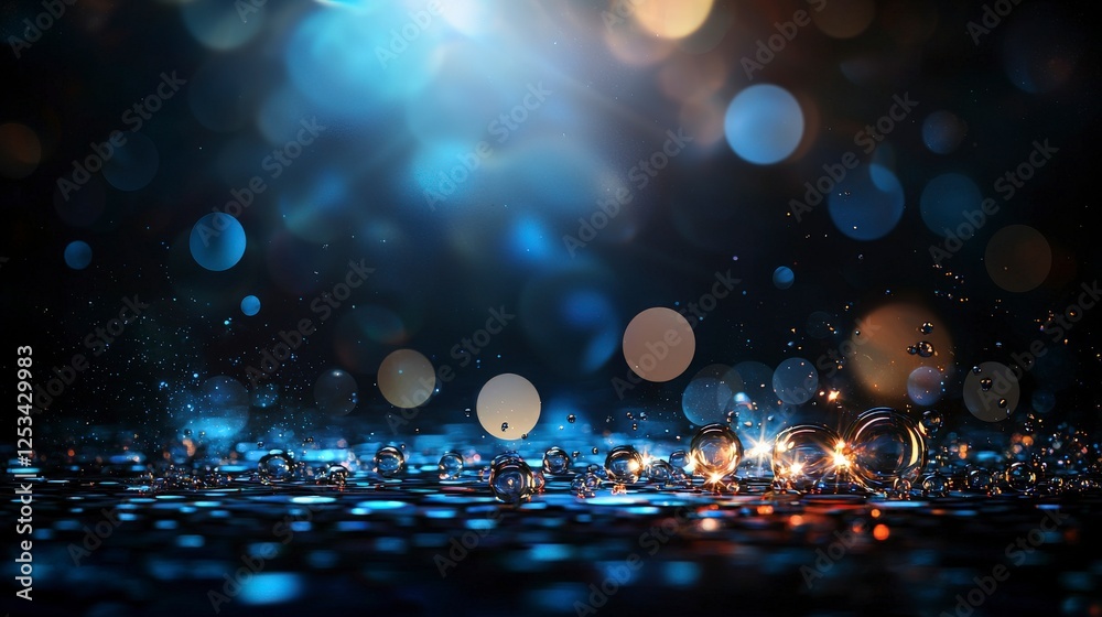 Poster scattered tiny circles of light dark background abstract photography vibrant colors low angle captiv