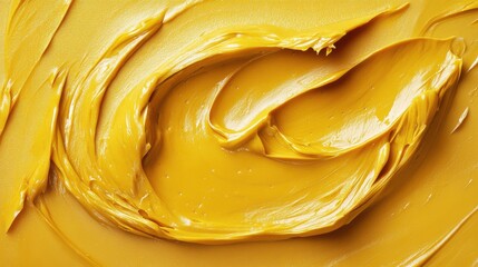 A yellow blob of butter is spread across a surface