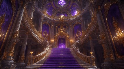 Obraz premium Grand Purple Staircase in a Golden Palace