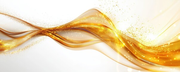 Abstract Golden Light Effect Background with Shining Particles and Smooth Flowing Waves for Creative Projects and Design Needs