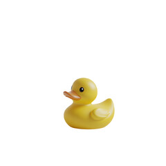 a yellow rubber duck toy sitting on a white surface