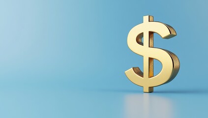 Fototapeta premium Golden Dollar Sign on Blue Background: Wealth, Finance, and Currency Symbol