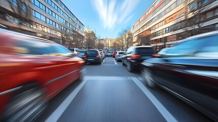 Airport Car Rental Blurred Traffic Flowing in a Dynamic Modern City Parking Lot Scene