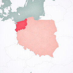 Map of Poland - West Pomerania