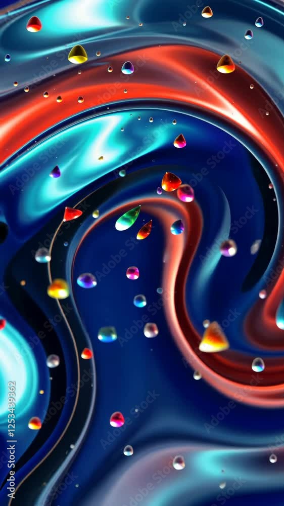 Poster a colorful, glowing line with a lot of sparkles is displayed on a blue background. the blue line is 