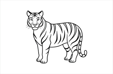 Obraz premium tiger vector, icon vector illustration, tiger silhouette of a tiger isolated on a white background, eps, png, svg, vector,