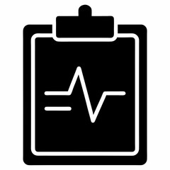 Heartbeat Silhouette on Clipboard: Medical Icon, Healthcare, Health Monitoring, Vital Signs, Doctor,