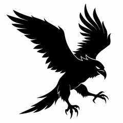 Majestic Eagle Silhouette: Powerful Dive, Extended Claws, Isolated Vector Graphic bird icon logo    