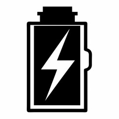 Electric Power: Bolt Striking Battery Silhouette Icon. Clean, modern design for energy, technology, 