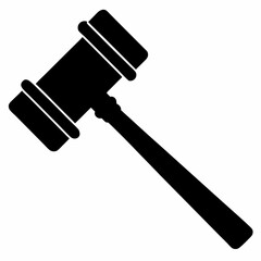 Gavel Hammer Silhouette: Justice, Law, Auction Icon, Legal Symbol, Court, Judge, Verdict, Decision, 