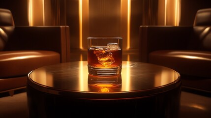 Golden Hour Whiskey: A Luxurious Evening of Relaxation in a  Sophisticated Lounge Setting