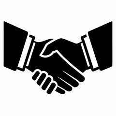 Silhouette Handshake: Business Deal Icon, Isolated Vector Graphic for Success, Agreement,           