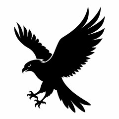 Fototapeta premium Majestic Hawk Silhouette: Diving Predator, Isolated on White Background. Perfect for wildlife, 