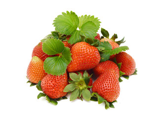 Fresh red ripe strawberry isolated on white, macro image