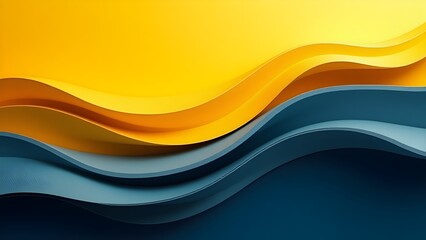 Obraz premium yellow and navy blue fluid and smooth waves 