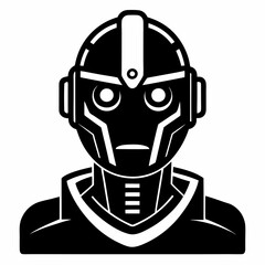 AI Assistant Robot Face: Sleek Silhouette Icon, Perfect for Tech, futuristic designs, websites,     