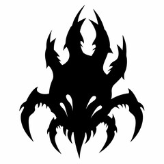 Monster Claw Silhouette: Spooky Halloween Horror Design Element, Isolated on White Background,      