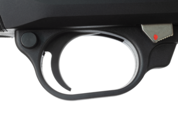 Safety, action release and trigger on a 12 gauge shotgun isolated