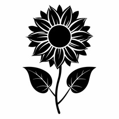 Majestic Sunflower Silhouette: Botanical Icon, Isolated Vector Graphic for Design Projects and      