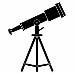 Celestial Exploration: Silhouette of a Telescope on Tripod, Isolated on White Background, Perfect   