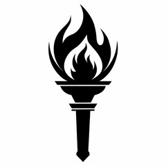 Fiery Torch Flame Silhouette: Iconic Vector Graphic for Design Projects, Websites, and Branding.    