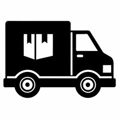 Fast Delivery: Truck Silhouette Icon, Package Transport, Logistics, Shipping, Cargo, Delivery       