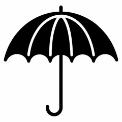 Open Umbrella Silhouette Icon: Weather Protection Symbol, Isolated Vector Graphic for Design        