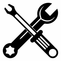 Crossed Wrench and Screwdriver: Repair, DIY, Tool Silhouette Icon. Perfect for websites, apps, and  