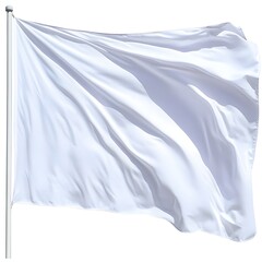 Obraz premium White Flag Waves in the Wind Gently