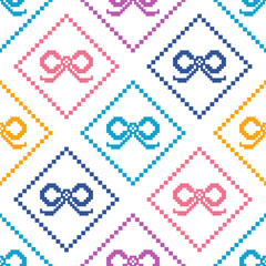 Colorful ribbon.Cross Stitch embroidery seamless.Geometric pixel ethnic patterns background texture.Beautiful trendy Nordic folk art background design for products, fabric, print, wrapping,decorate.