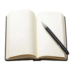 a pen is sitting on top of an open book