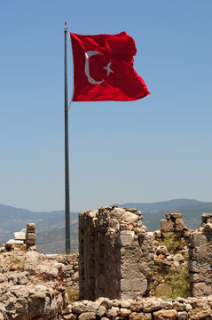 There are important historical monuments in and around Becin Castle in Milas, Mugla, Turkey.