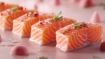 Fresh salmon illustration with emphasis on texture and detail, designed for culinary-themed projects, vibrant and clean, comic book style.