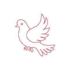 Bird in flight showcasing elegant wings against a simple background with a vibrant red outline elegant bird illustration red outline bird design