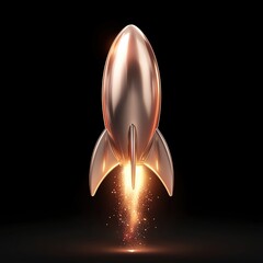 Highlight creativity, startups, and business evolution. Vintage rocket soaring through a blue sky. Stylish rocket launching into the cosmos.