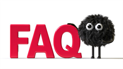 Fluffy, cute monster next to 