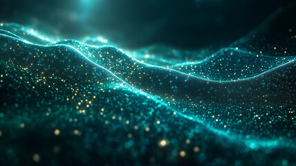mesmerizing abstract background featuring glowing waves of light and particles, creating sense of depth and tranquility. shimmering effect evokes feeling of wonder and beauty