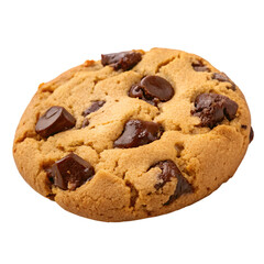 Chocolate chip cookie on white background