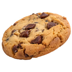 Chocolate chip cookie on white background